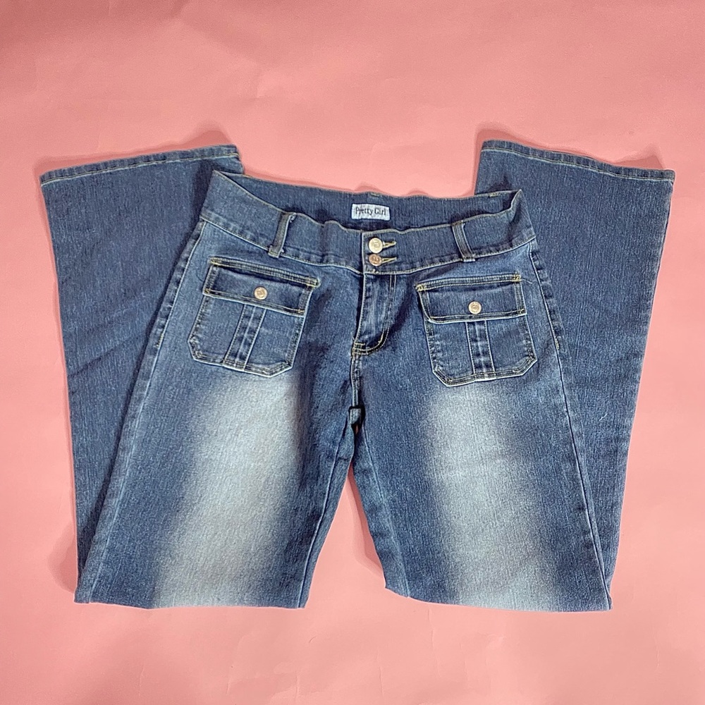 Y2K vintage wash flare jeans